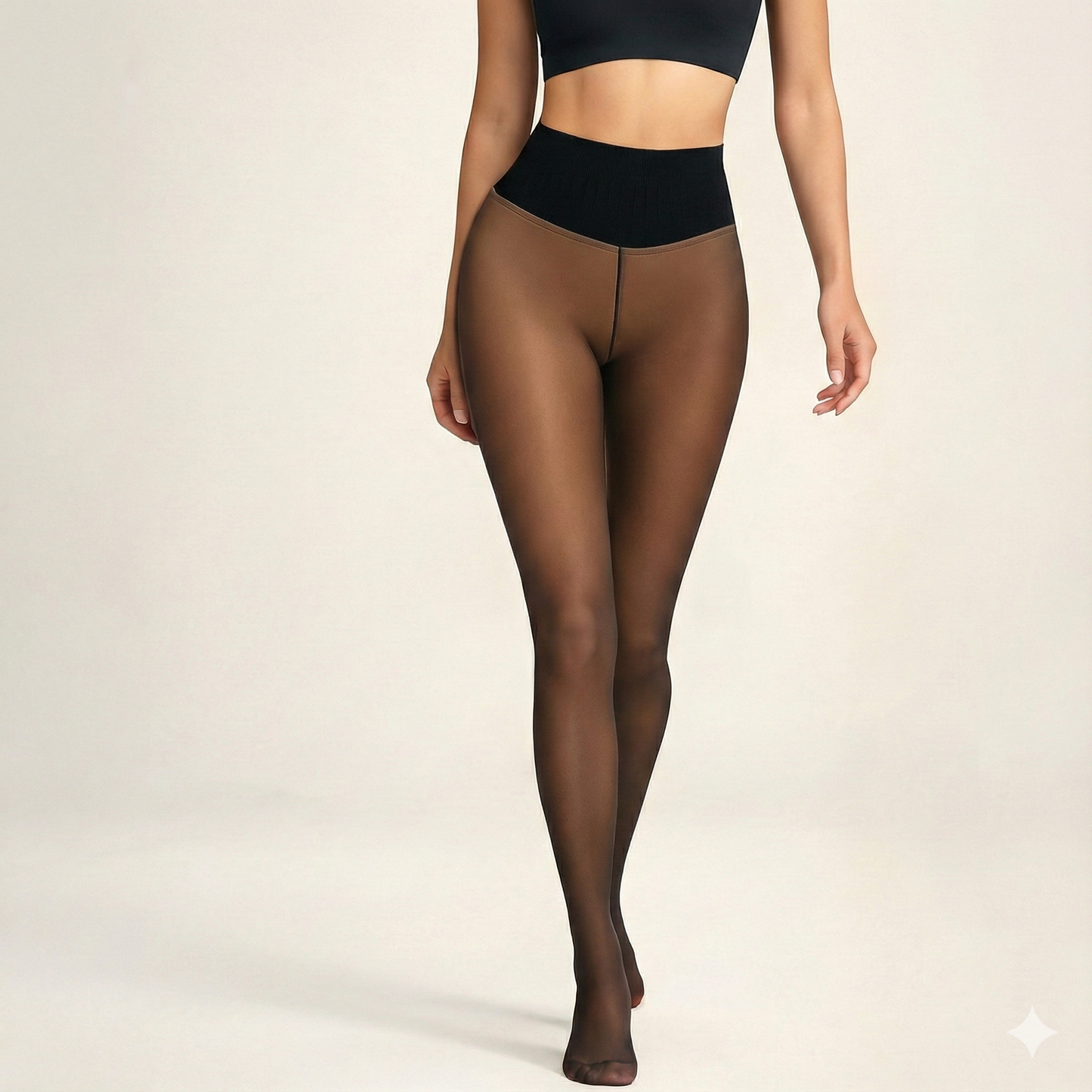 New Compression Band Model One-Seam Translucent Fleece Lined Tights