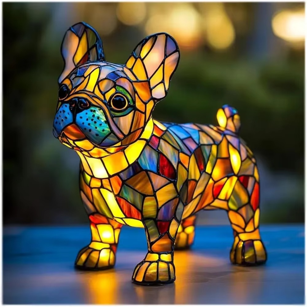 Hund Buntglas Katze Moderne Tischlampe
