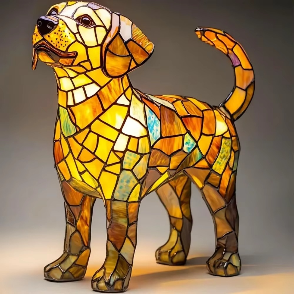 Hund Buntglas Katze Moderne Tischlampe