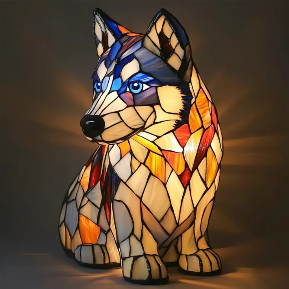Hund Buntglas Katze Moderne Tischlampe