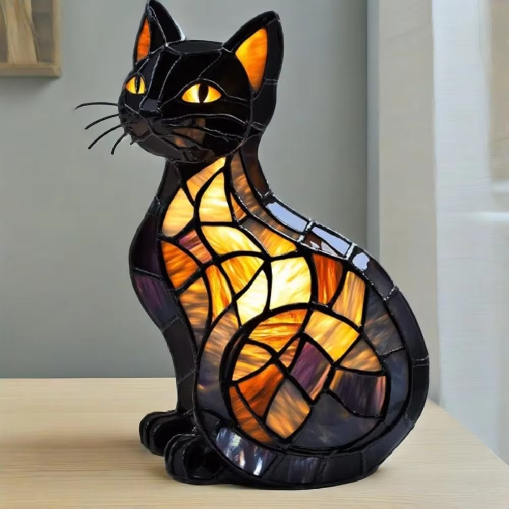 Hund Buntglas Katze Moderne Tischlampe