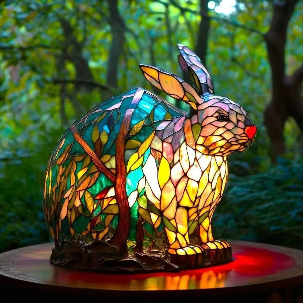 Moderne Tischlampe aus Buntglas