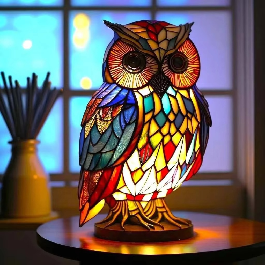 Moderne Tischlampe aus Buntglas