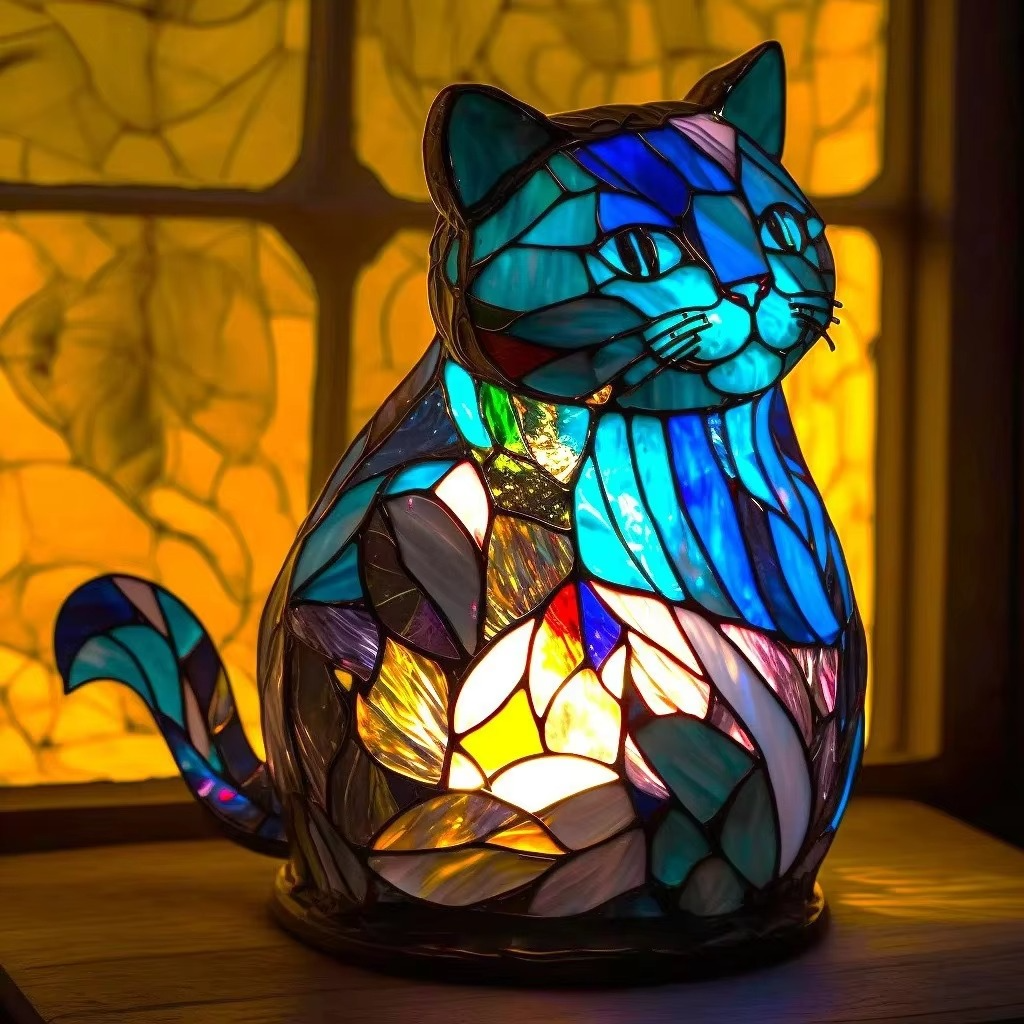 Moderne Tischlampe aus Buntglas