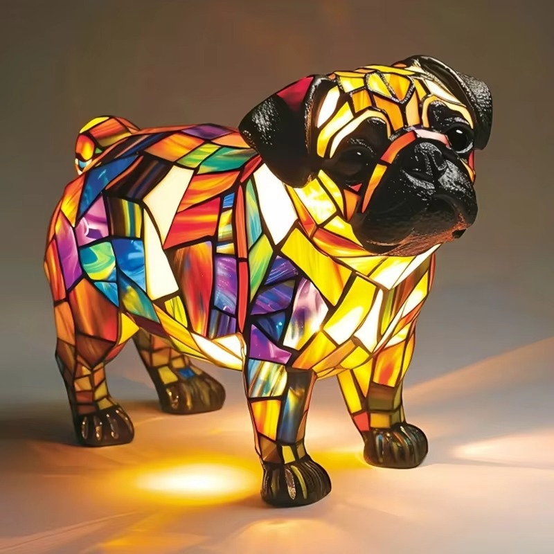 Hund Buntglas Katze Moderne Tischlampe