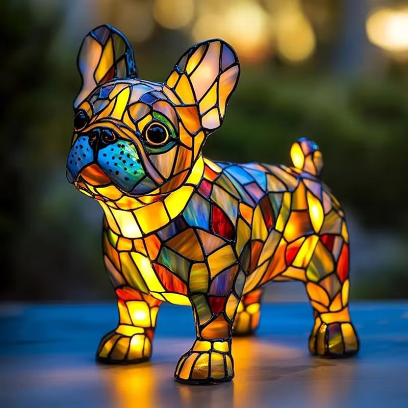 Hund Buntglas Katze Moderne Tischlampe