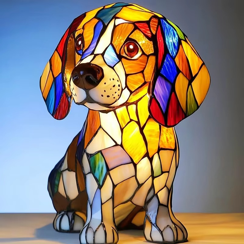 Hund Buntglas Katze Moderne Tischlampe