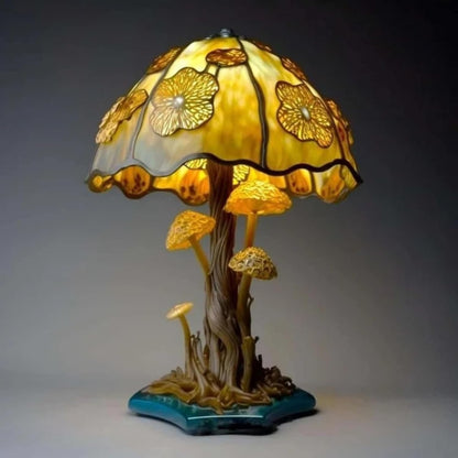 3D-Pilz-LED-Nachtlicht – Retro-Tischlampe aus Harz und Glas, farbenfrohe Dekoration für Zuhause/Büro/Kinderzimmer (Geschenkidee) 
