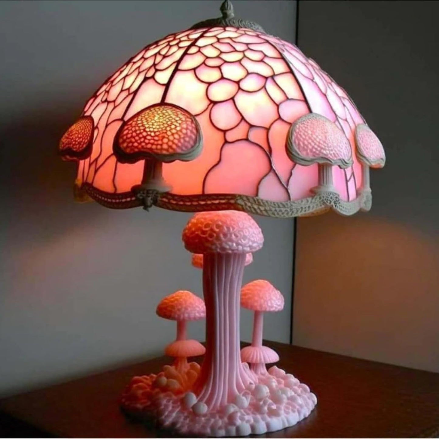 3D-Pilz-LED-Nachtlicht – Retro-Tischlampe aus Harz und Glas, farbenfrohe Dekoration für Zuhause/Büro/Kinderzimmer (Geschenkidee) 