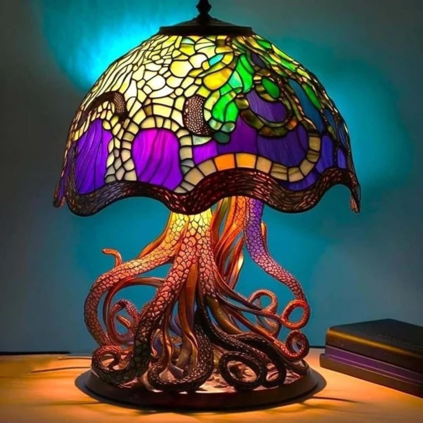3D-Pilz-LED-Nachtlicht – Retro-Tischlampe aus Harz und Glas, farbenfrohe Dekoration für Zuhause/Büro/Kinderzimmer (Geschenkidee) 