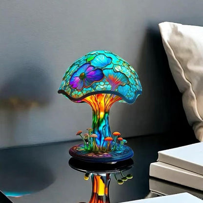 3D-Pilz-LED-Nachtlicht – Retro-Tischlampe aus Harz und Glas, farbenfrohe Dekoration für Zuhause/Büro/Kinderzimmer (Geschenkidee) 
