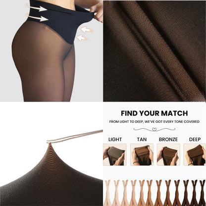 New Compression Band Model One-Seam Translucent Fleece Lined Tights