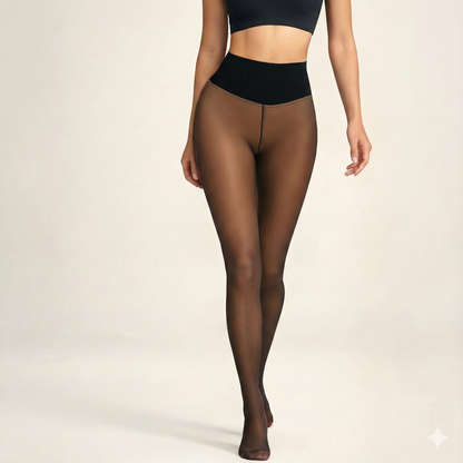 New Compression Band Model One-Seam Translucent Fleece Lined Tights