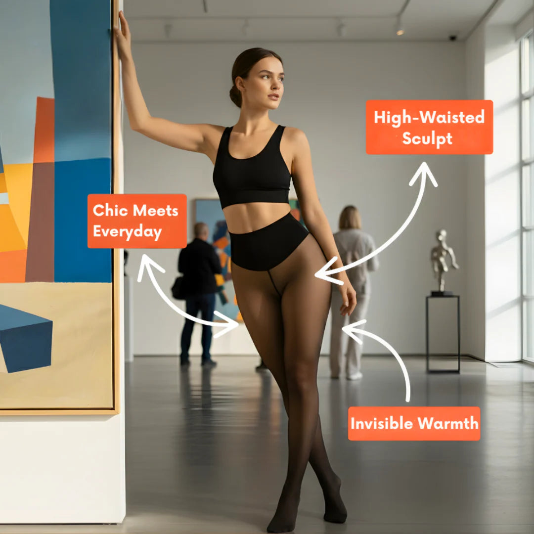 New Compression Band Model One-Seam Translucent Fleece Lined Tights