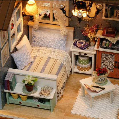 LED DIY Miniatur 3D Holzhaus Puppenhaus Bausatz
