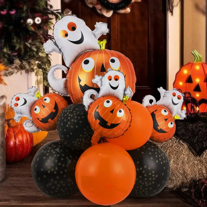 Happy Halloween Aufblasbares Set Kürbis Dekor 