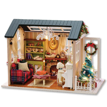 LED DIY Miniatur 3D Holzhaus Puppenhaus Bausatz