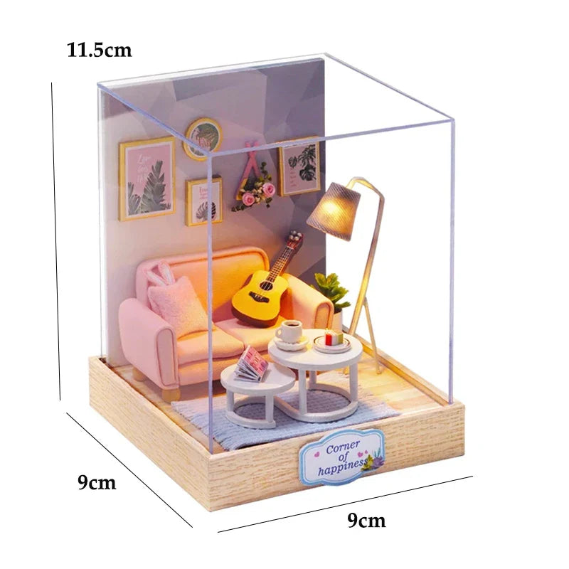 LED DIY Miniatur 3D Holzhaus Puppenhaus Bausatz