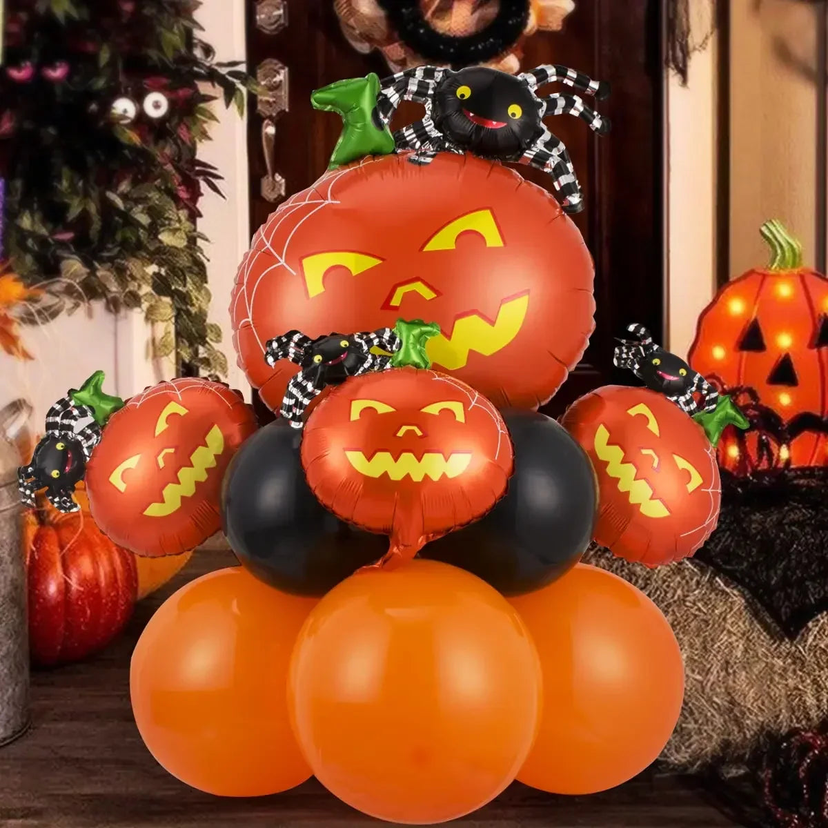 Happy Halloween Aufblasbares Set Kürbis Dekor 