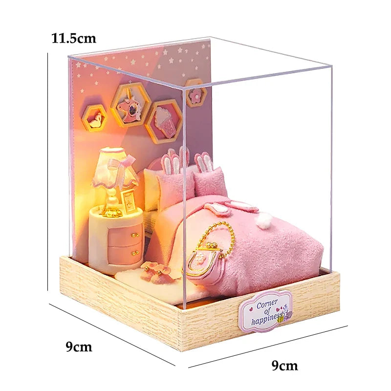LED DIY Miniatur 3D Holzhaus Puppenhaus Bausatz
