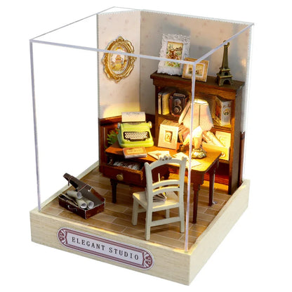 LED DIY Miniatur 3D Holzhaus Puppenhaus Bausatz
