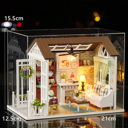 LED DIY Miniatur 3D Holzhaus Puppenhaus Bausatz