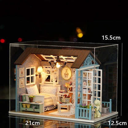 LED DIY Miniatur 3D Holzhaus Puppenhaus Bausatz