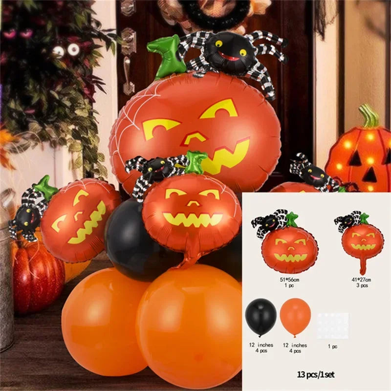 Happy Halloween Aufblasbares Set Kürbis Dekor 