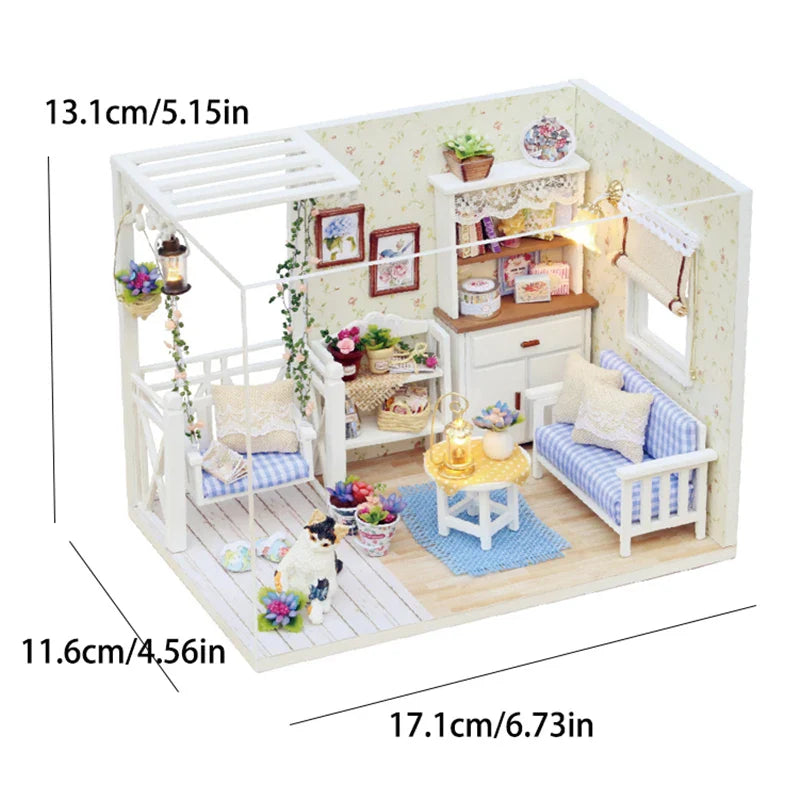 LED DIY Miniatur 3D Holzhaus Puppenhaus Bausatz
