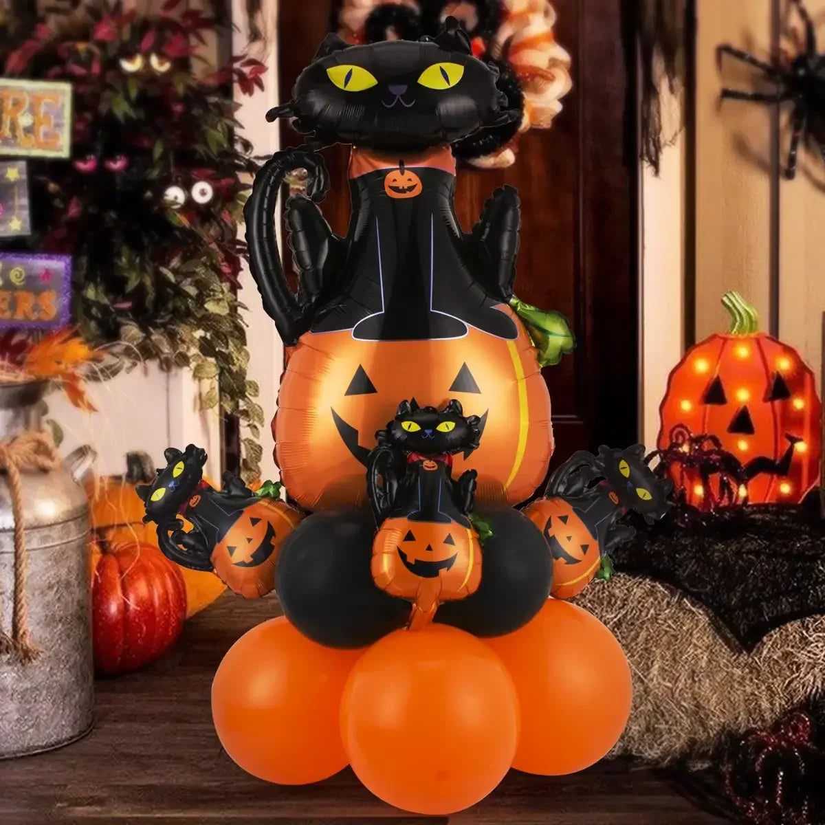 Happy Halloween Aufblasbares Set Kürbis Dekor 