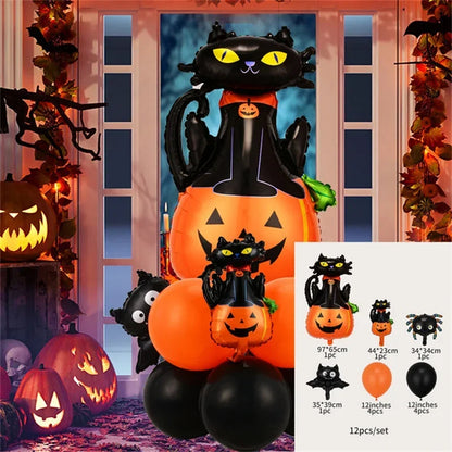 Happy Halloween Aufblasbares Set Kürbis Dekor 