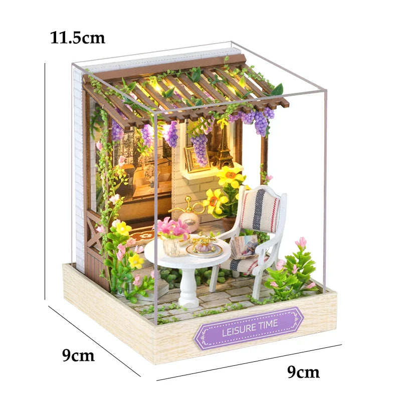 LED DIY Miniatur 3D Holzhaus Puppenhaus Bausatz