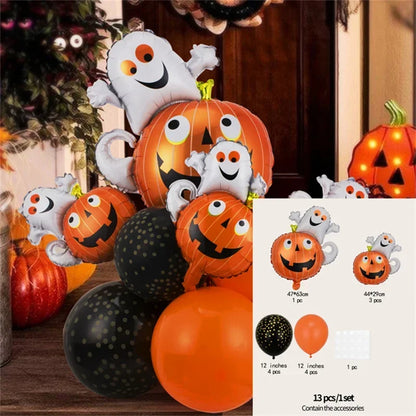 Happy Halloween Aufblasbares Set Kürbis Dekor 