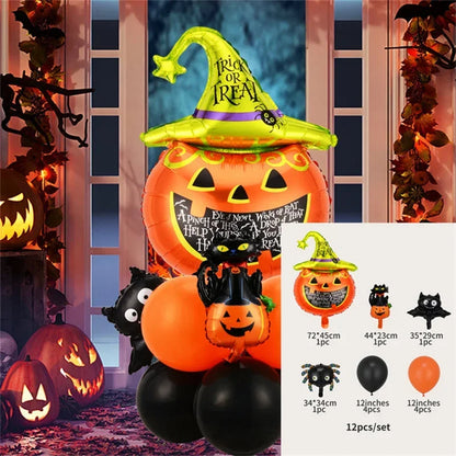 Happy Halloween Aufblasbares Set Kürbis Dekor 