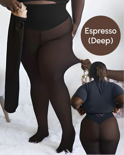 New Compression Band Model One-Seam Translucent Fleece Lined Tights