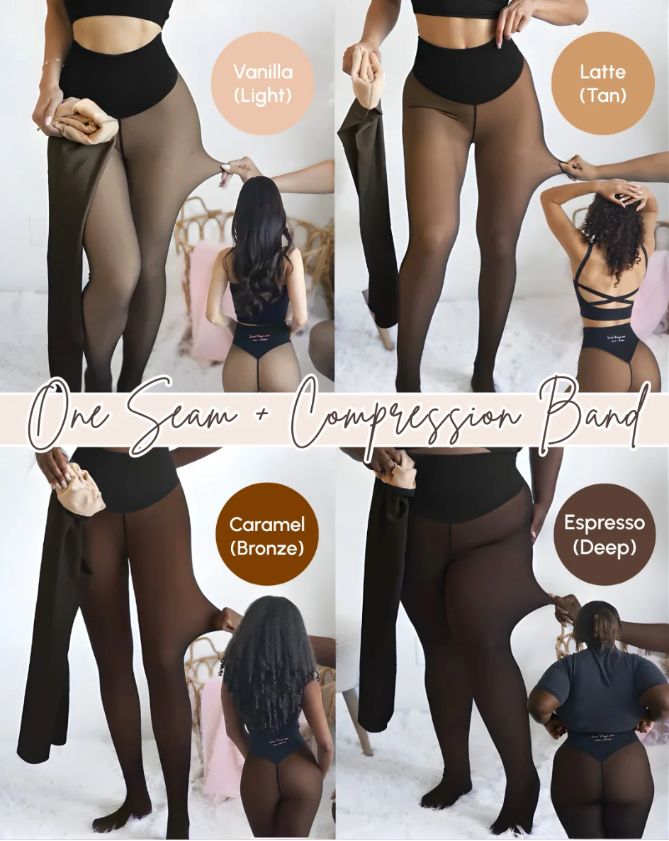 New Compression Band Model One-Seam Translucent Fleece Lined Tights