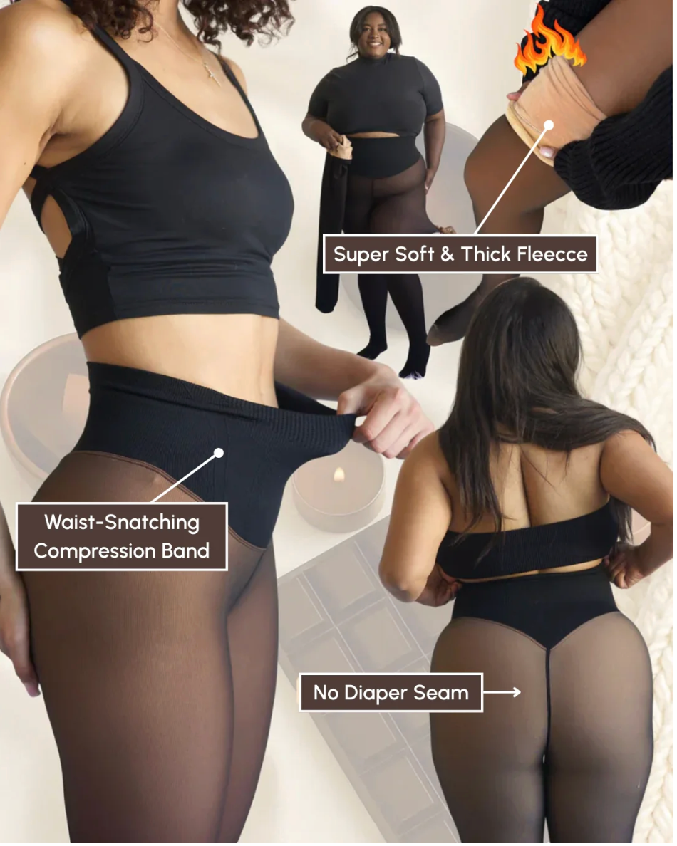 New Compression Band Model One-Seam Translucent Fleece Lined Tights