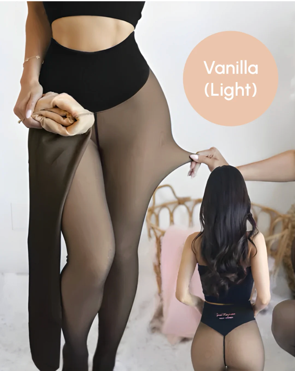 New Compression Band Model One-Seam Translucent Fleece Lined Tights