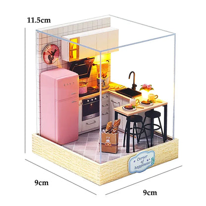 LED DIY Miniatur 3D Holzhaus Puppenhaus Bausatz