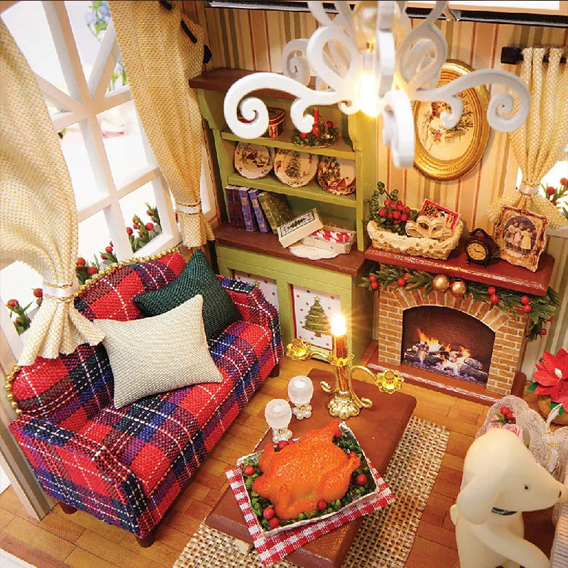 LED DIY Miniatur 3D Holzhaus Puppenhaus Bausatz