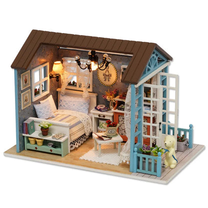 LED DIY Miniatur 3D Holzhaus Puppenhaus Bausatz