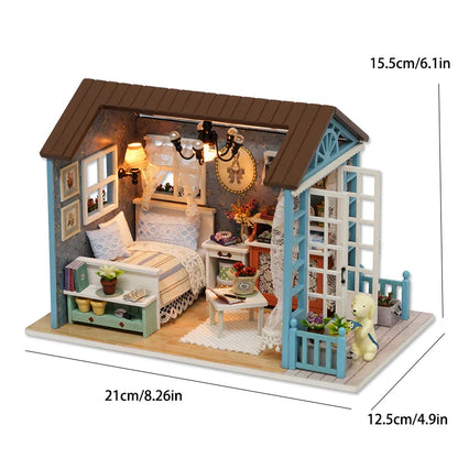 LED DIY Miniatur 3D Holzhaus Puppenhaus Bausatz