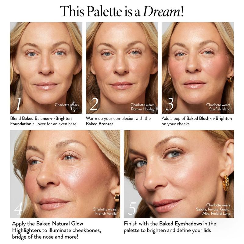 Katobb makeup Kit - Tuscan Dreams includes Baked Multicolor Eyeshadow Palette