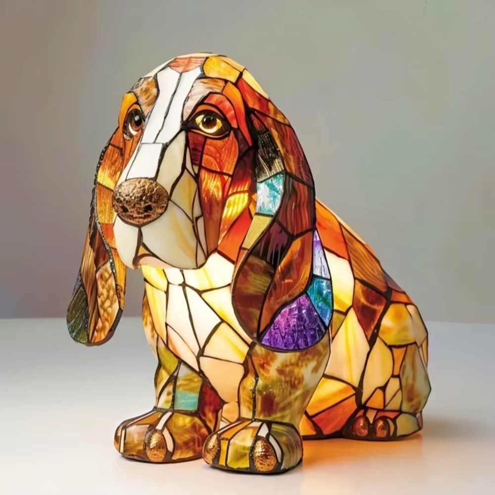 Hund Buntglas Katze Moderne Tischlampe 
