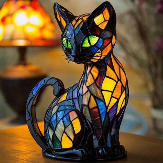 Hund Buntglas Katze Moderne Tischlampe 