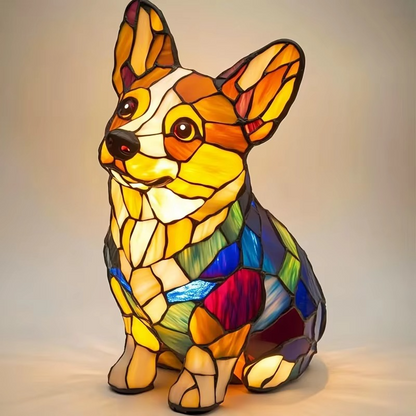 Hund Buntglas Katze Moderne Tischlampe 