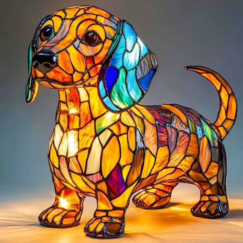 Hund Buntglas Katze Moderne Tischlampe 