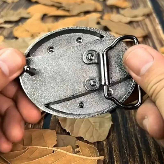 CowboyCharm™ Ovale Cowboy-Gürtelschnalle aus Metall